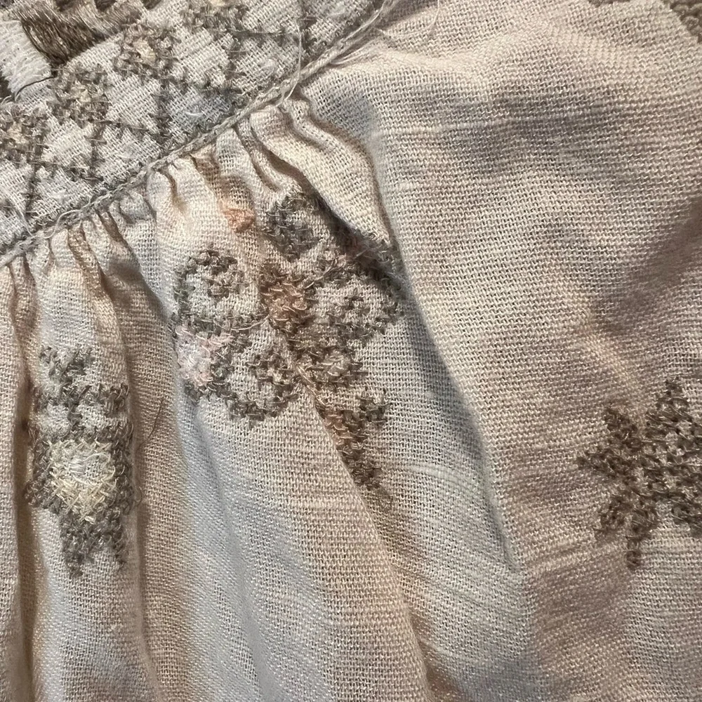 Free People Cream Embroidered 3/4 Sleeve Blouse - Picture 8 of 9